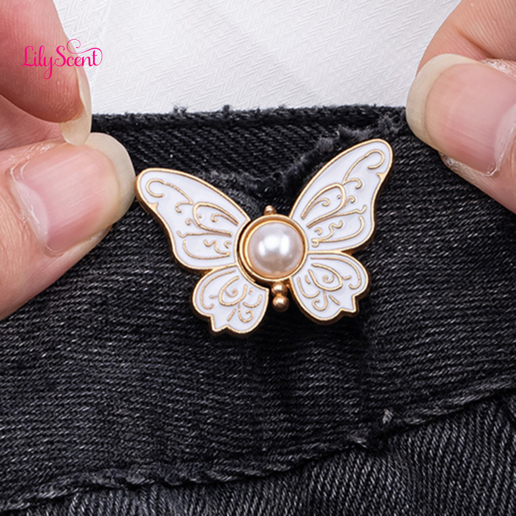 Waist Buckle for Jeans Reusable Waistband Adjusters 2 Pairs Adjustable Tightener Clips for Pants Skirts Detachable Butte