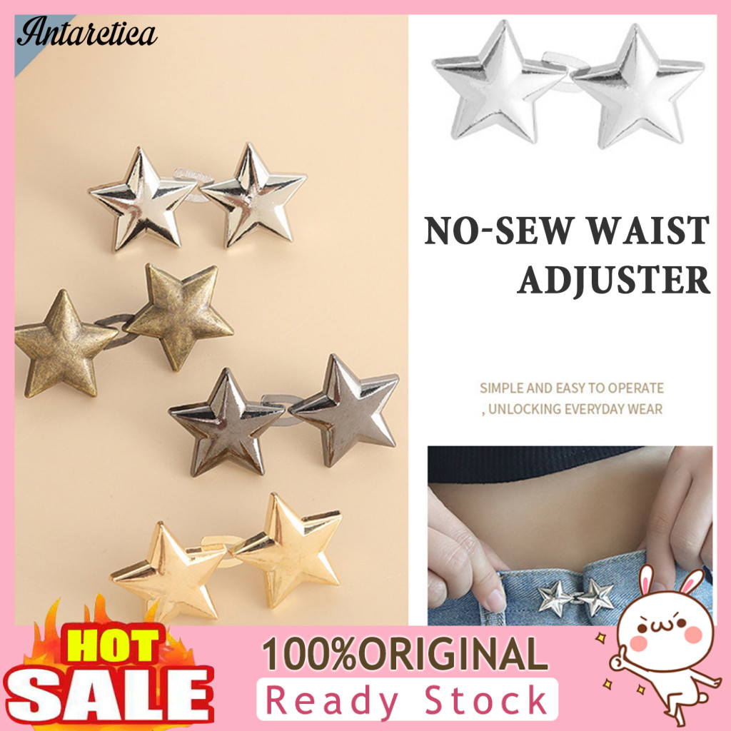 Skirt Pins for Women Baggy Jeans Waist Tightener 2 Pairs Adjustable for Loose No Sew Alloy Star Jean Detachable Buckle f