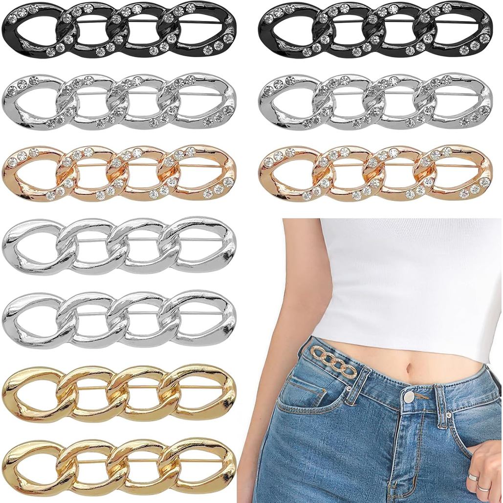 10PCS Adjustable Jeans Button Pins No Sew and No Tools Instant Pant Waist Tightener Detachable Decorative Waist Buckles