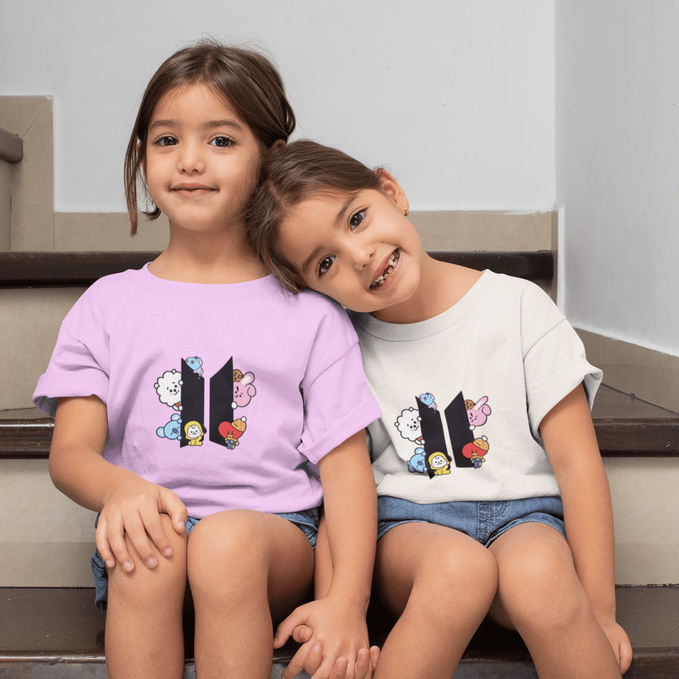 Camiseta básica Infantil menina Bts Tour Kpop 2026 BR Show Bangtan Sonyeondan Army