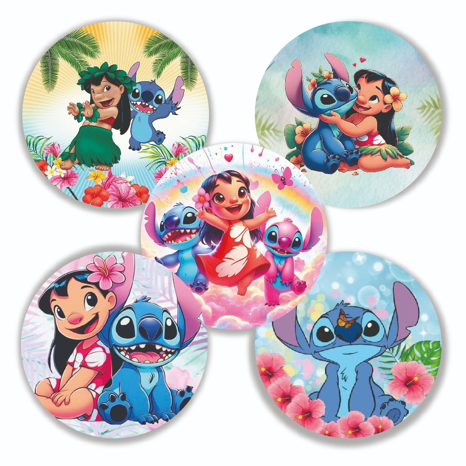 100 Etiquetas Adesivas Lilo E Stitch Festa Aniversário Angel Lembrancinha