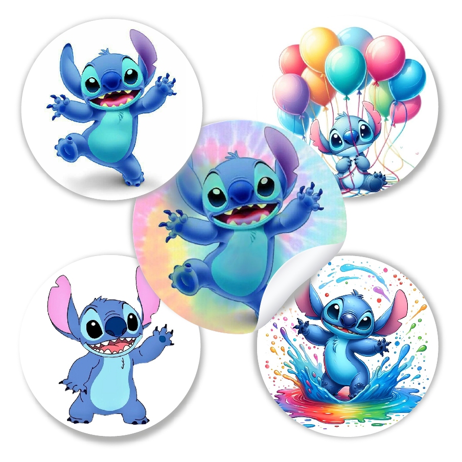 100 Etiquetas Adesivas Stitch Lilo Festa Aniversário Lembrancinha