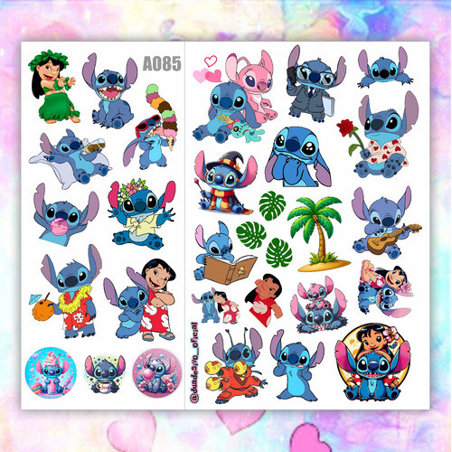 Mega Cartela Lilo Stitch Desenho Kit Adesivo Á Prova D'água