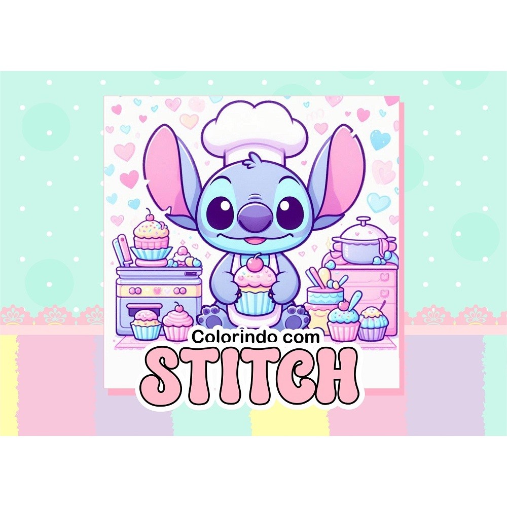 Livro de colorir LILO Stitch -Capa dura ou Flexível 54 Folhas -  Holográfico - PVC Protetor