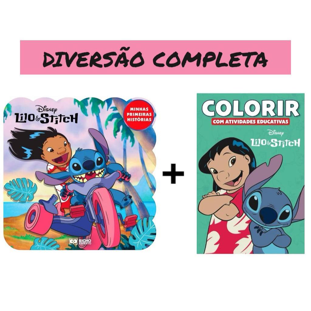 Kit 2 Livros Infantil Lilo e Stitch Leitura e Colorir Disney