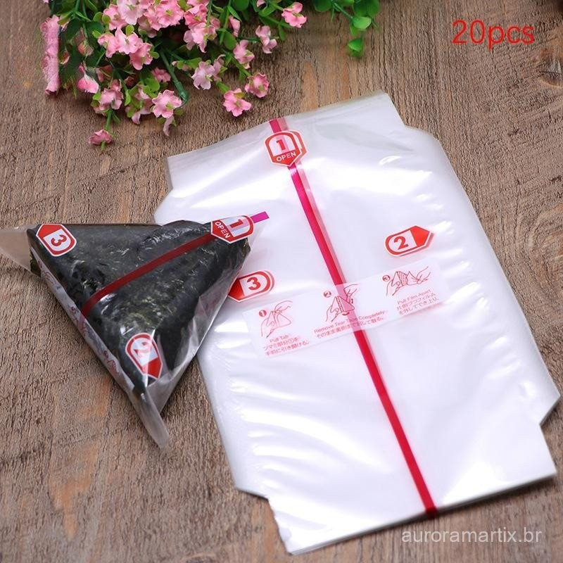 100 Peças de Sacos de Embalagem Triangulares de Dupla Camada para Bolinhos de Arroz Alga Onigiri Sushi para F 2841 0202