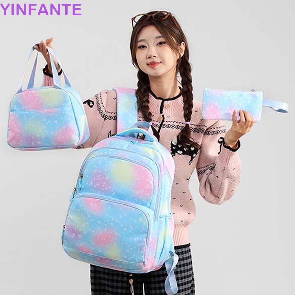 Conjunto De Bolsa Escolar De Três Peças YINFANTEWN , Com Mochila De Nylon Para Caneta Lancheira