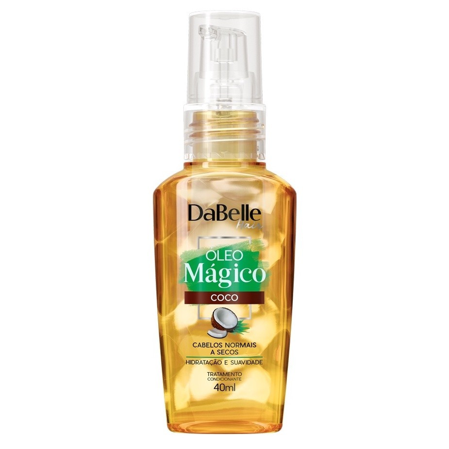 Óleo Reparador de Pontas Mágico Coco Dabelle Nutrição Emoliente Antifrizz Suave Sem Frizz Vegano 40ml