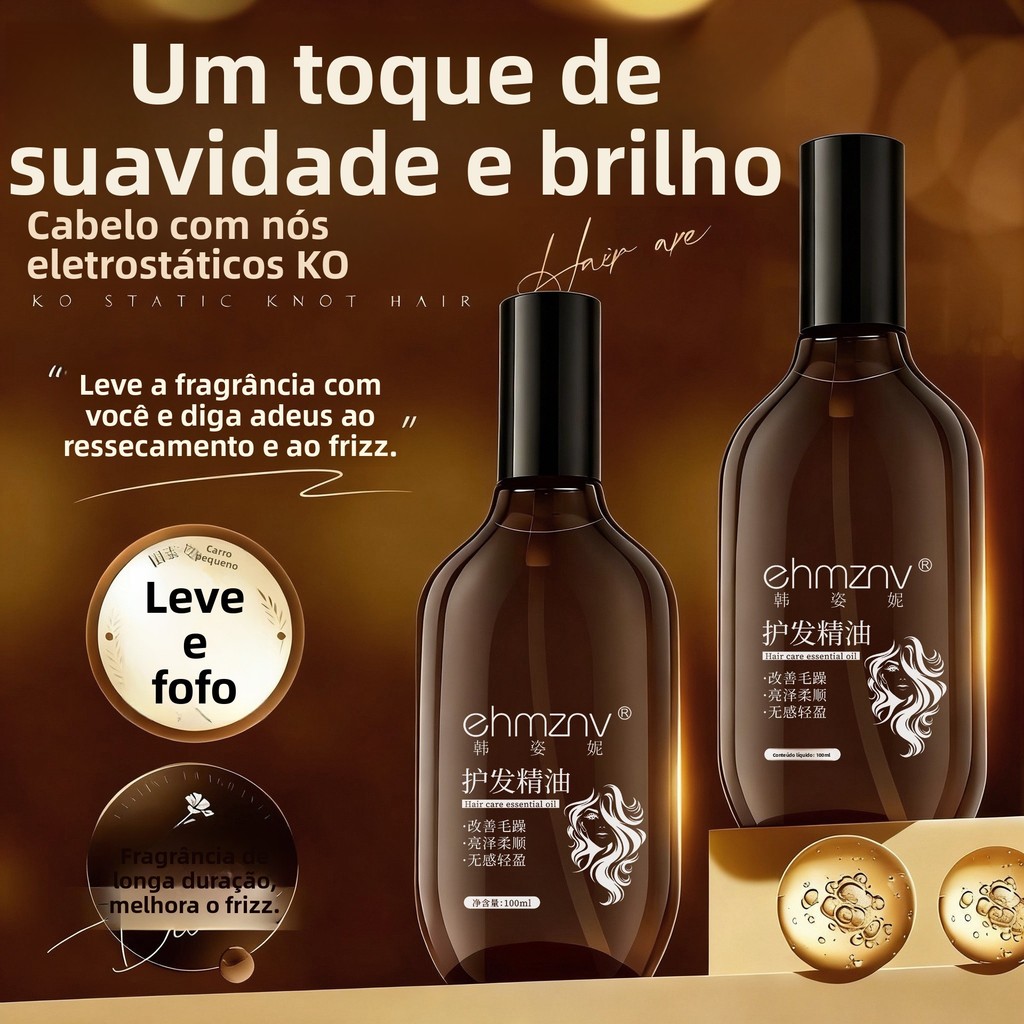 Spray de óleo para cabelo perfumado e suave, melhora o ressecamento e o frizz, cuidado capilar sem enxágue
