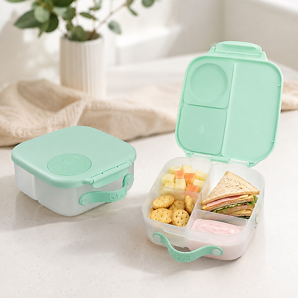 Lancheira Bento Box Mini B Box Verde Água Infantil 1L Com Divisórias