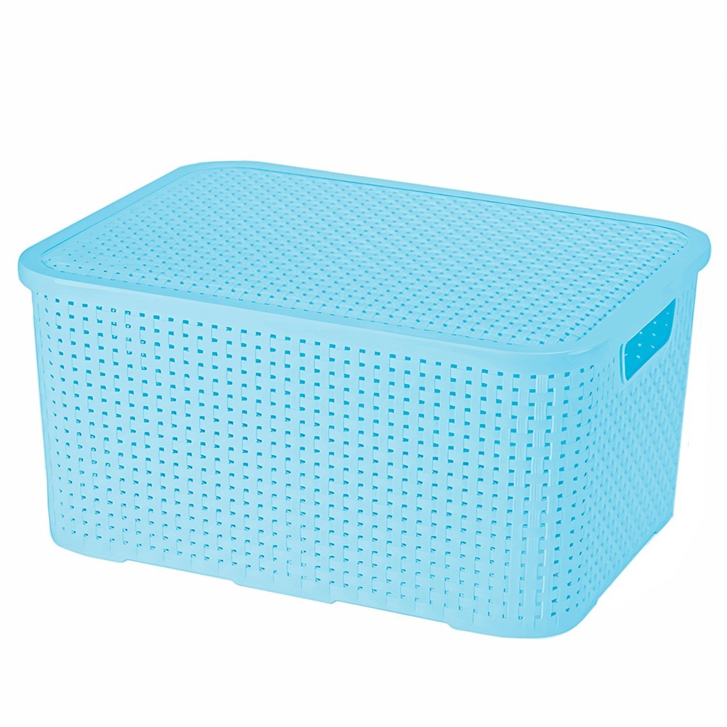 Mini Caixa Rattan 7L Baby Com Tampa E Pegadores Para Organização De Brinquedos - Monte Líbano