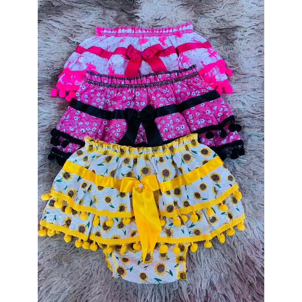 Calcinha Infantil Bebê Menina Babado Bunda Rica Com Pom Pom