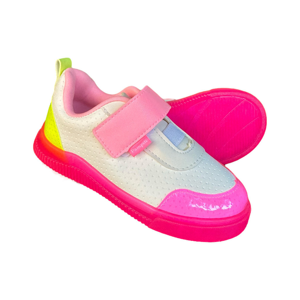 TÊNIS PAMPILI INFANTIL POM POM  BRANCO E COLORIDO 699025