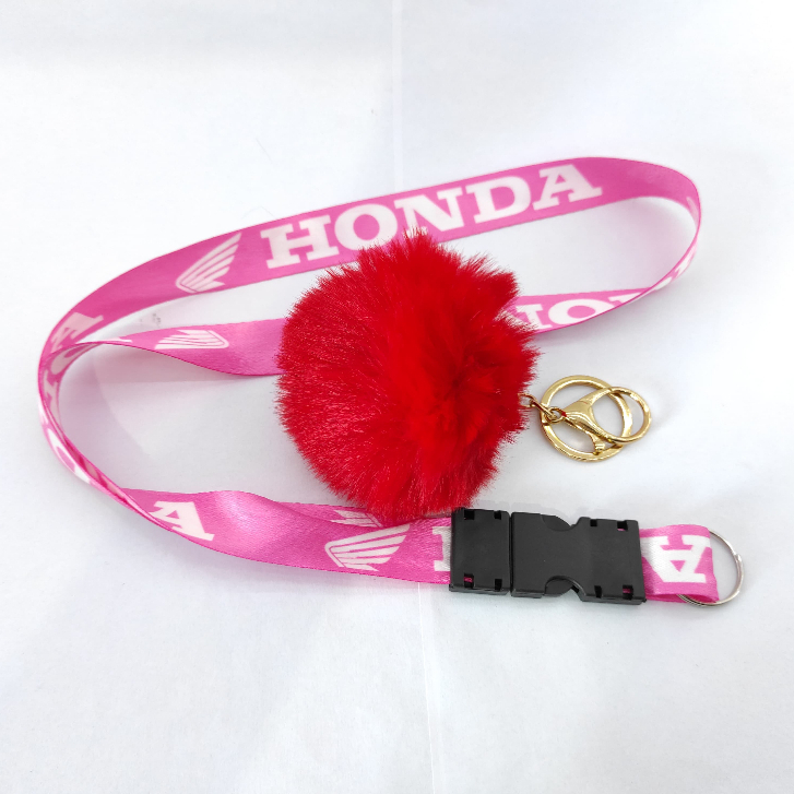 Kit Feminino Chaveiro Pom-pom + Cordão Chaveiro Rosa de Menina Presente