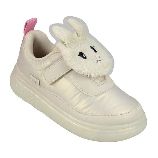 Tênis Cano Baixo Infantil Pampili Pom Pom Comfy Feet Care Coelho Cintilante Patch Páscoa Coelhinho