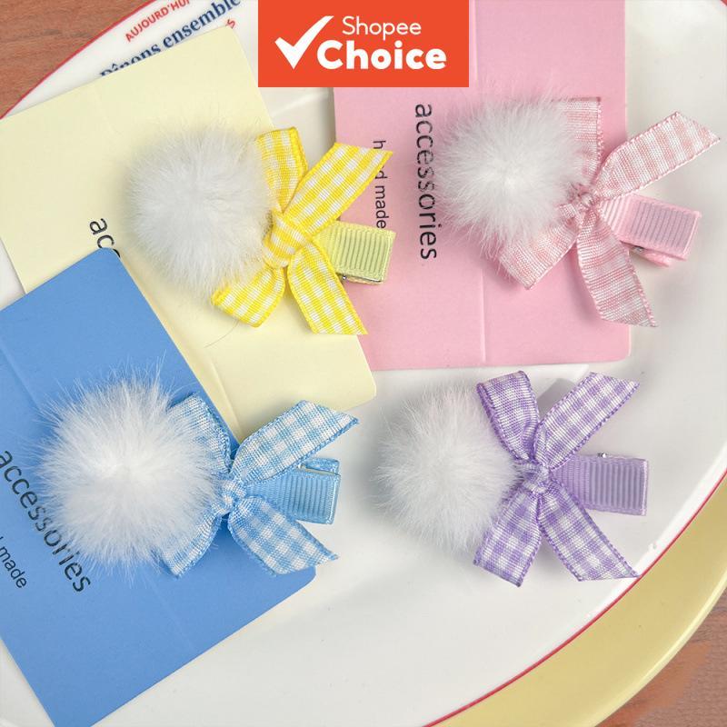 Grampos De Cabelo Fofos De Pelúcia Pom Bow 10 Peças Para Bebê Menina Franja Doce Outono Inverno