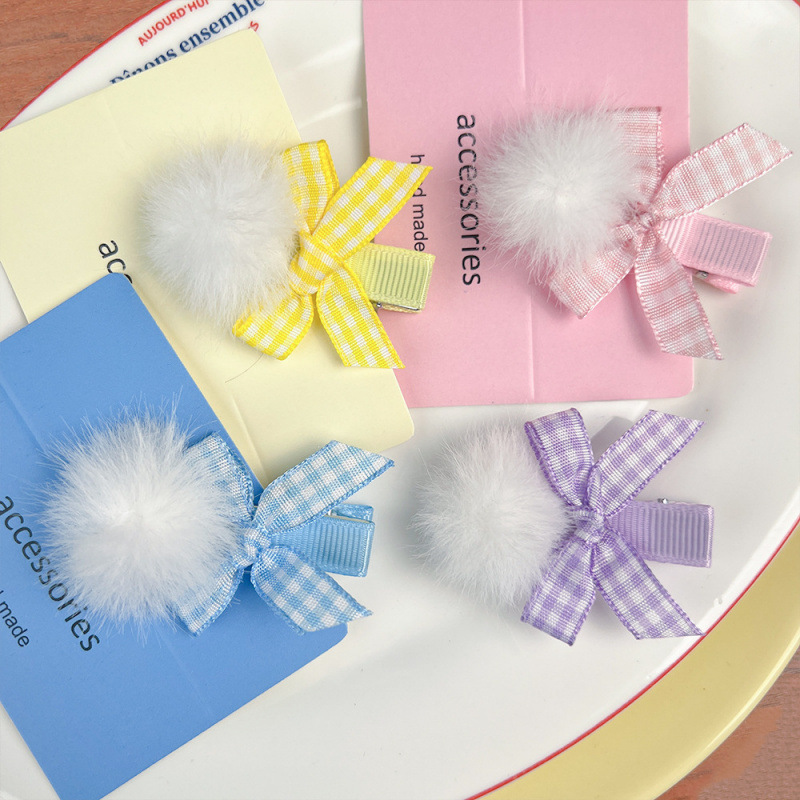 Grampos De Cabelo Fofos De Pelúcia Pom Bow 10 Peças Para Bebê Menina Franja Doce Outono Inverno