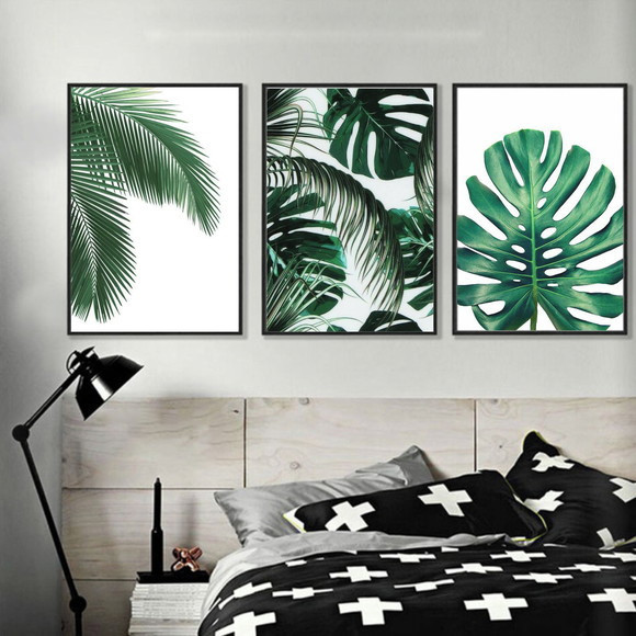 Quadros Decorativo 3 peças 20x30 Mosaico Mdf Alta Resolução Full HD Folhagem Green plants