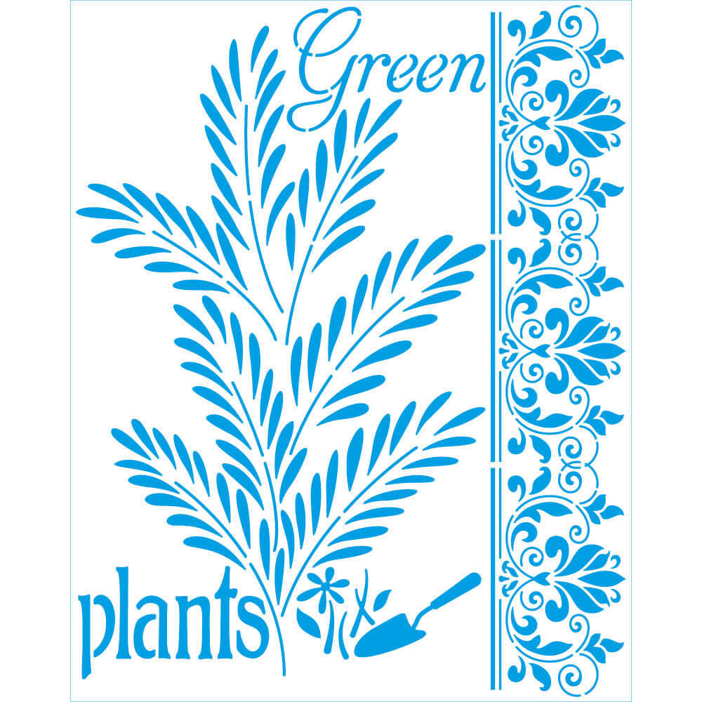 STR-269 - Stencil 25 x 20cm - Green Plants Collab: Rose Ferreira - Litoarte