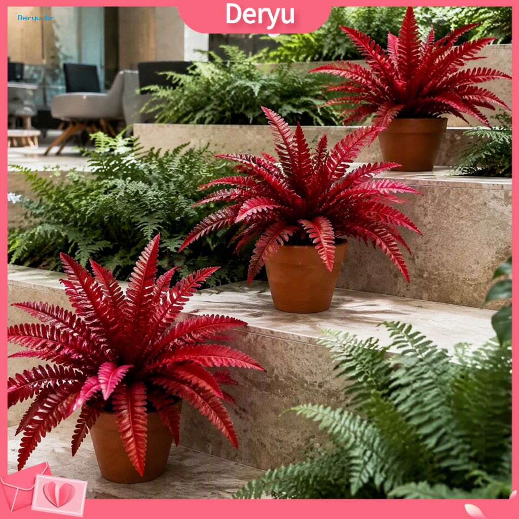 Artificial Flowers for Outdoor Decor Maintenance Free Patio Plants Fall Fern 18 Heads Orange Green Faux Persian Leaves R