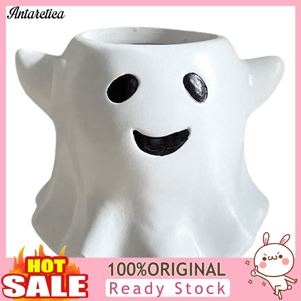 Halloween Planter Pot Flower Ghost Flowerpot Waterproof Resin Vase – Spooky Cute Desktop Ornament for Green Plants Per