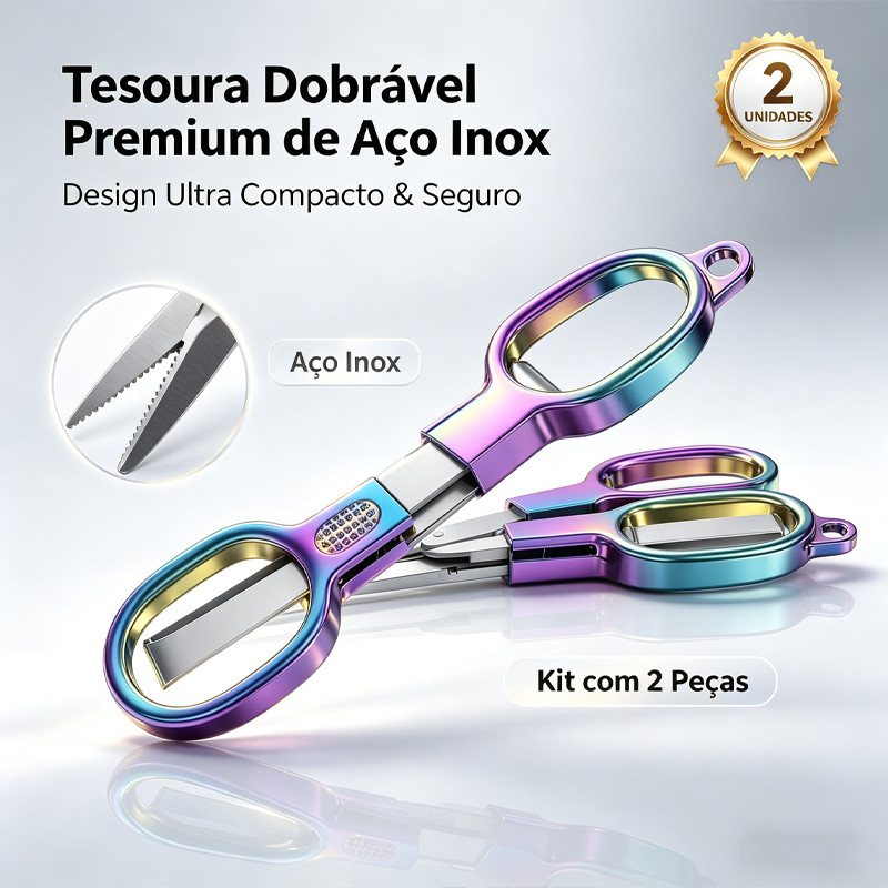 2 Peças Tesouras De Aço Inoxidável Mini Pequenas De Bolso Tesoura De Viagem Dobrável-Segurança