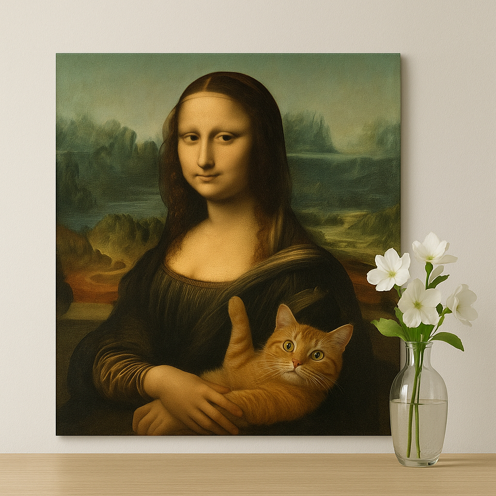 Quadro Decorativa Monalisa Gato Pop Art Geek Decor pet shop Arte Decoração sala quarto escritorio