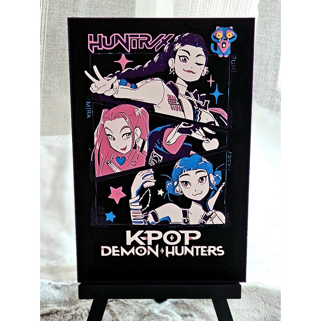 Quadro 3D “K-POP Demon Hunters” – Arte Geek em Cores Vibrantes