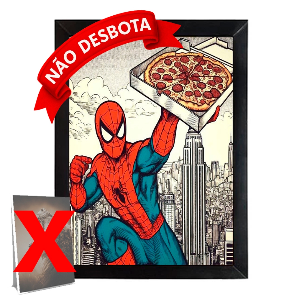 Quadro Homem Aranha Pizza Arte Pop Decoração Parede Cozinha Restaurante Geek