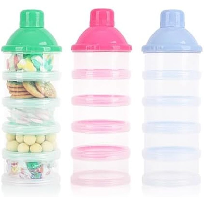 3-Pack 5-Layer Baby Formula Dispenser for Travel - Portable Milk Powder Container with Lids, Food Storage Box for Snacks