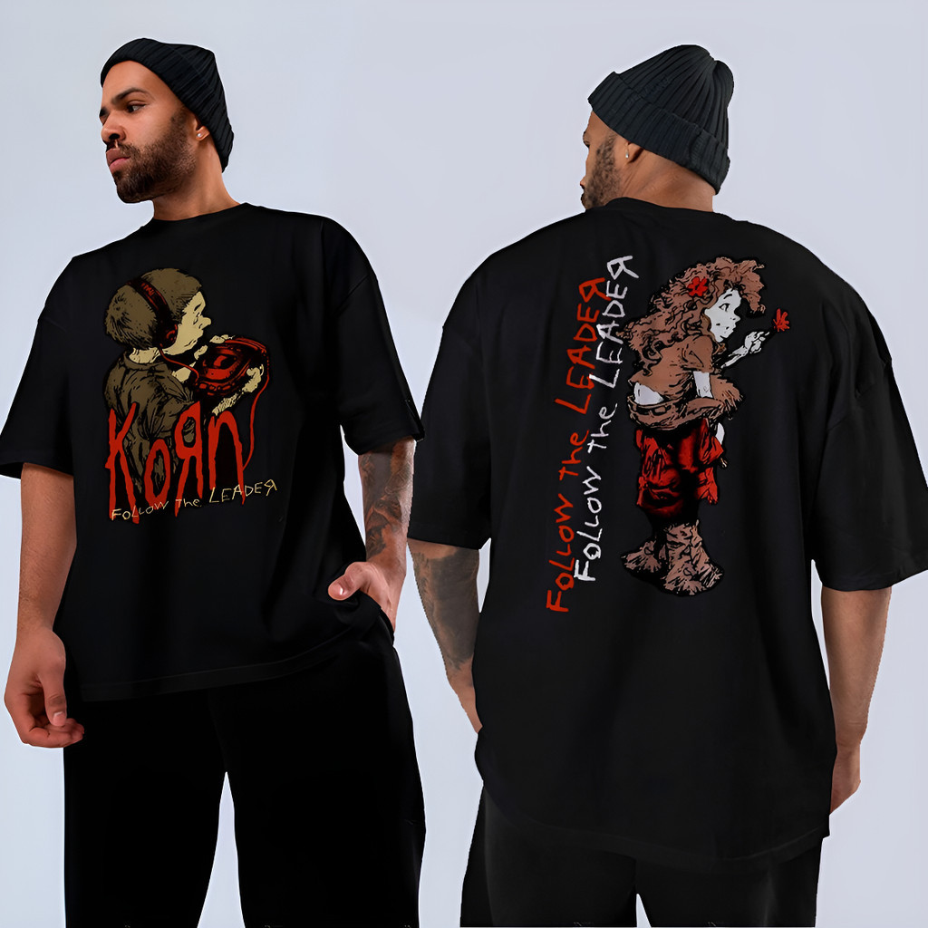 [Camiseta Premium em Algodão Puro]GXG Camiseta Korn Nu Metal Follow The Leader Full Álbum Unissex