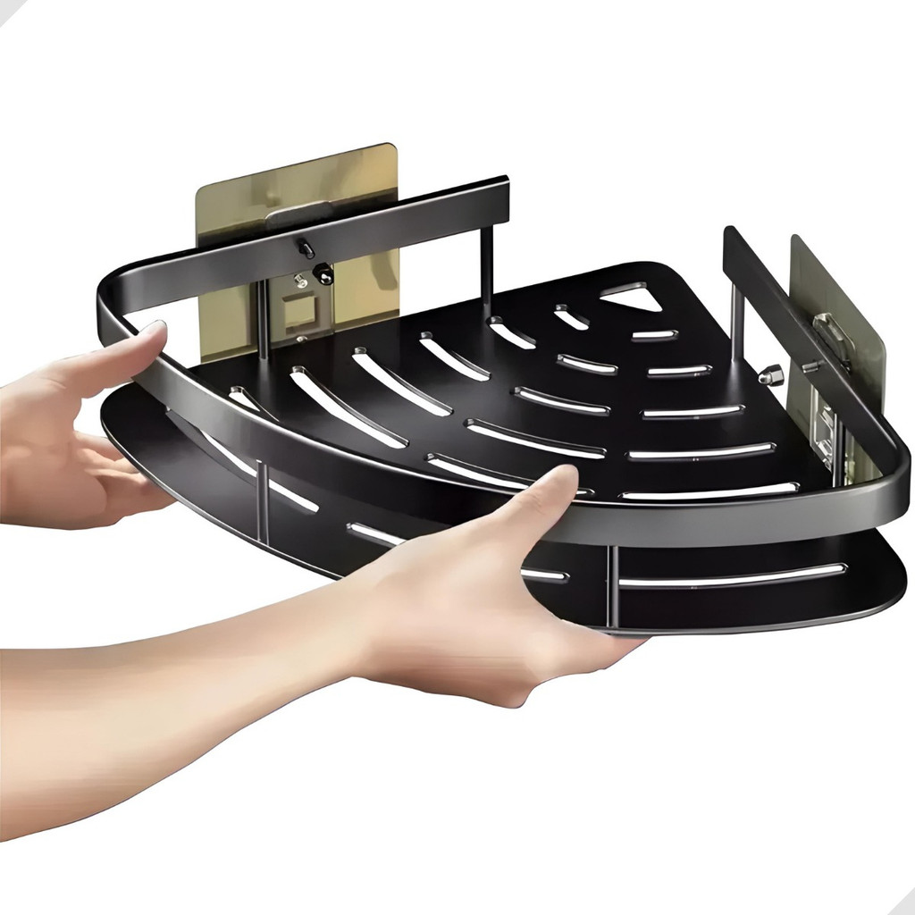 Suporte Triangular Banheiro Canto Porta Shampoo Box Organizador Cola Adesiva Sem Furar Durável