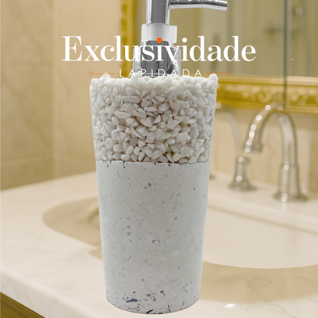 Porta Sabonete Líquido Artesanal de Cimento 220ml Saboneteira para Lavabo e Banheiro Durável Chique