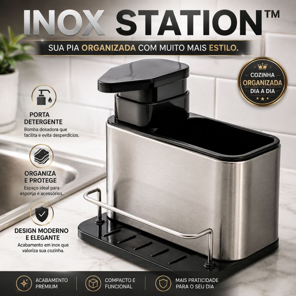 Organizador Pia Porta Detergente Inox Pratico Duravel Design Moderno