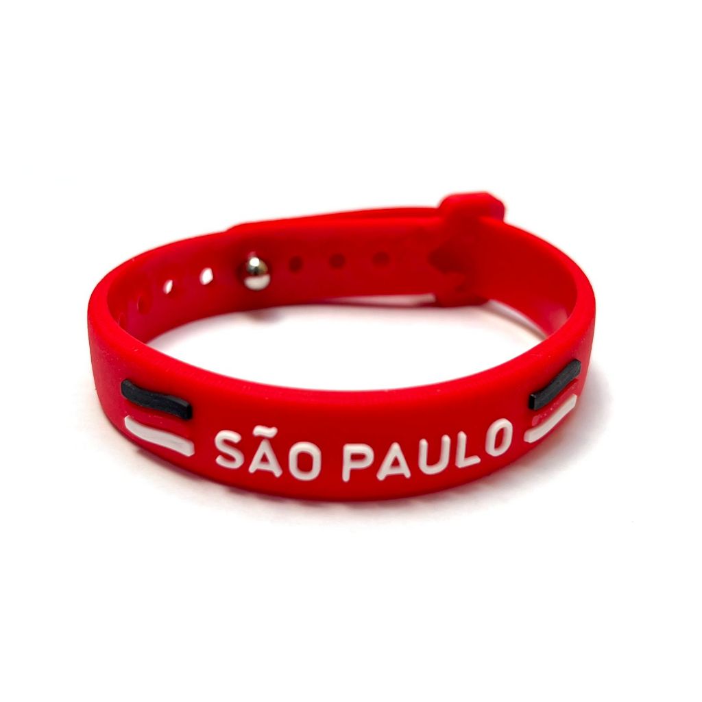 2 Pulseiras São Paulo Tricolor Soberano SP Time de Futebol Ajustável de Silicone