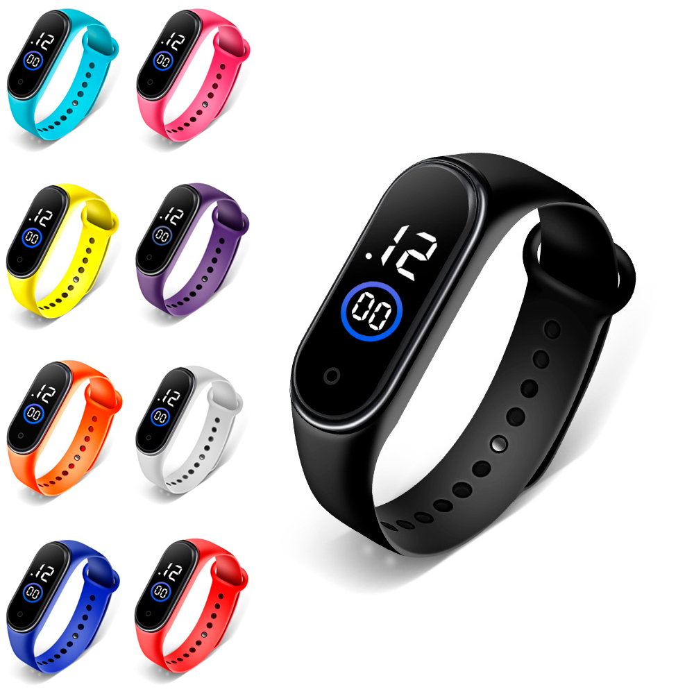 Relógio digital M4 Led Relógio Esportiva Sports à prova d'água Pulseira Silicone Feminino Masculino Infantil Unissex