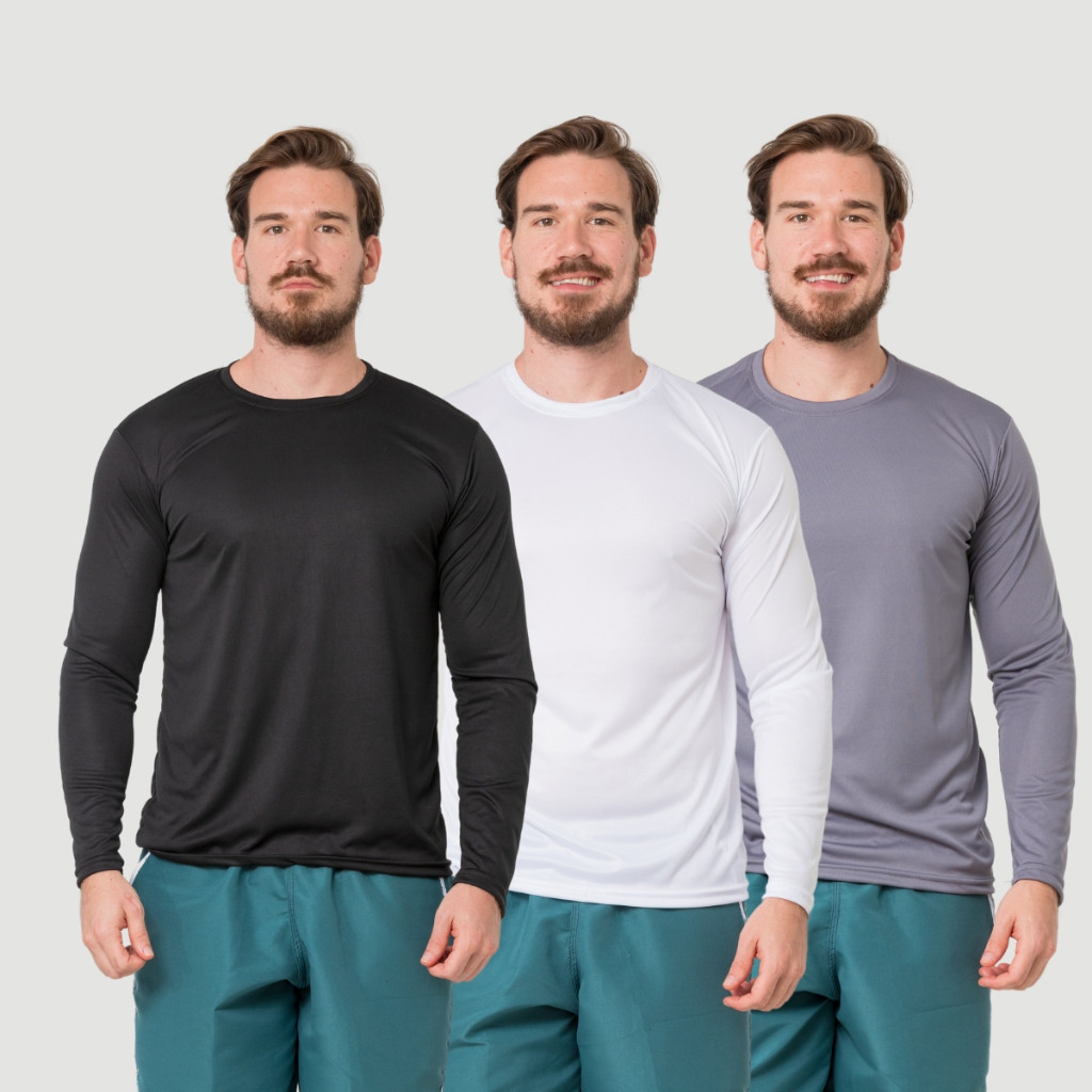 Kit 3 Camisa de Manga Longa Leveza Conforto e Alta Performance no Seu Dia a Dia Proteção Oficial - Postagem Hoje!