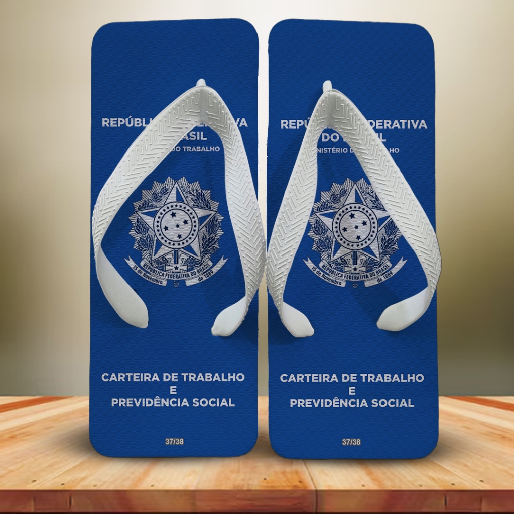 Chinelo Masculino Quadrado CLT Carteira de Trabalho Divertido e Confortável