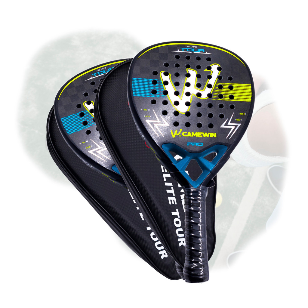 Padel Set 2 Raquetes Padel Profissional Fibra de Carbono 18k Formato Diamante 365g com Capa | Par de Raquetes de Padel