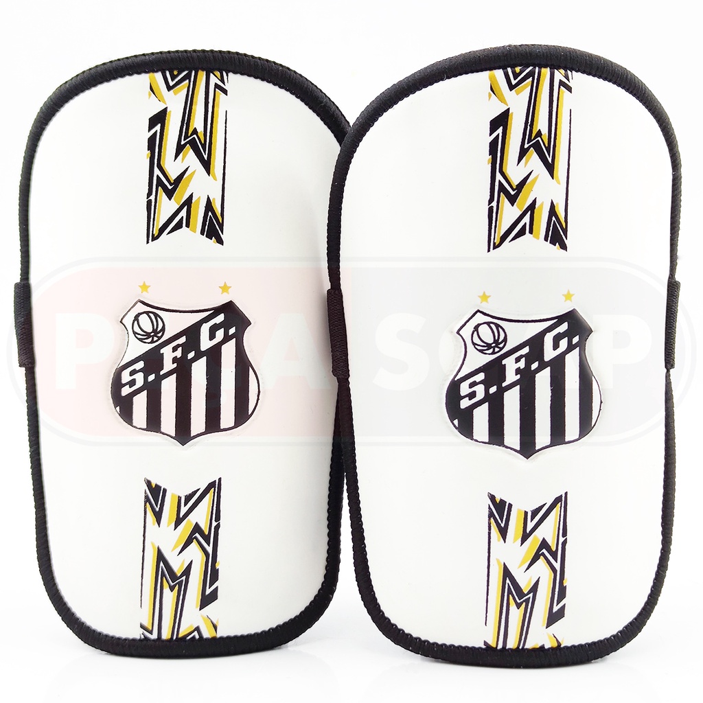 Caneleira Infantil Santos Futebol Oficial Personalizada Original Melhor Proteção E Conforto