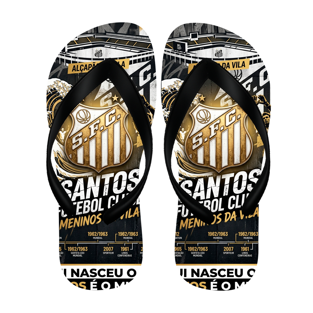 Chinelo Oficial do Santos FC – Conforto e Estilo com a Tradição do Peixe