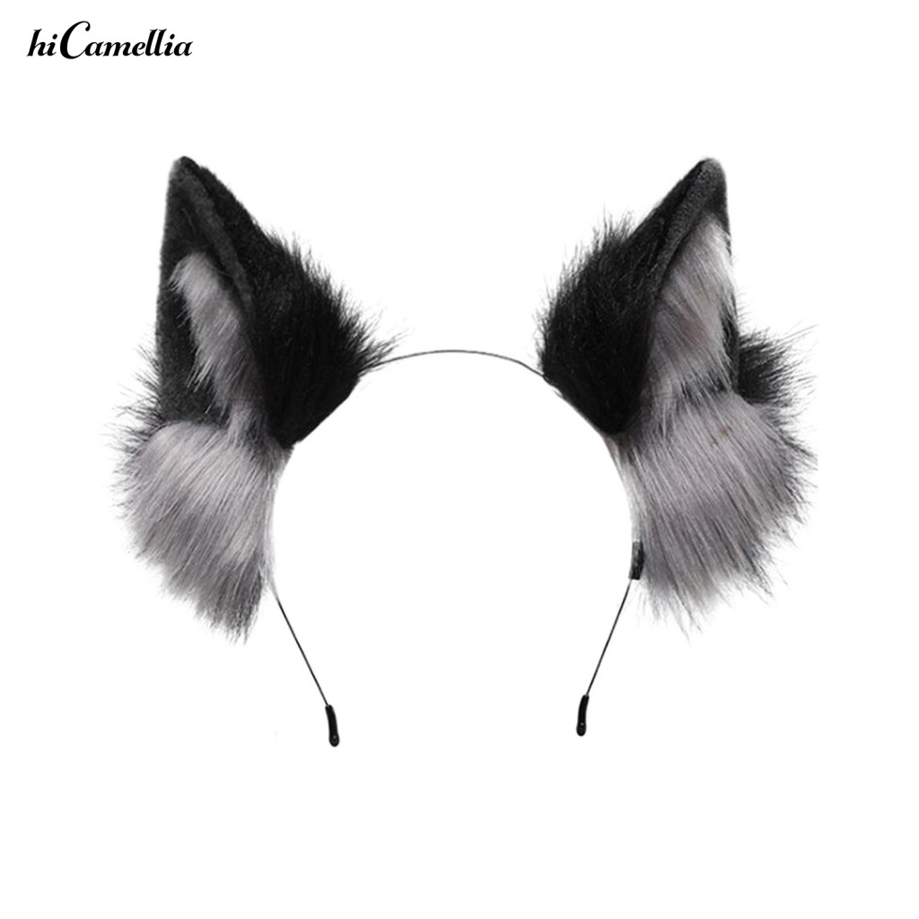 Faux Wolf Ear Headband Club Head Photo Prop Furry Elastic Anti-slip Unisex Halloween Cosplay Party Masquerade Decoration