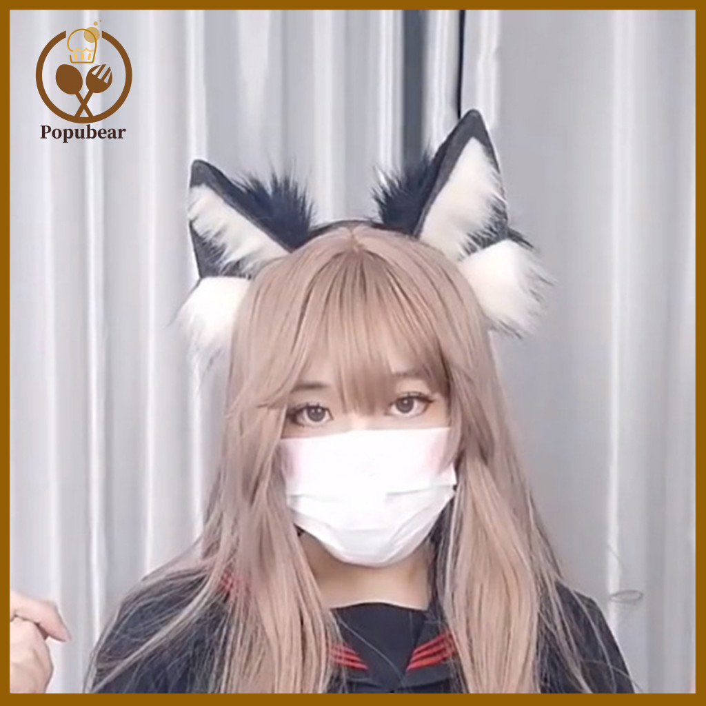 Animal Ear Headband Furry Wolf Elastic Anti-slip Unisex Halloween Cosplay Party Masquerade Head Decoration for Men Women