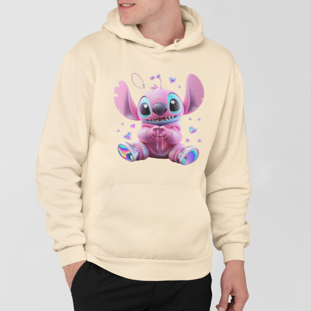 Moletom Blusa De Friu Liloalien Happy Cute Desenho Moletom Canguro Lilo Stitch Unissex Algodão