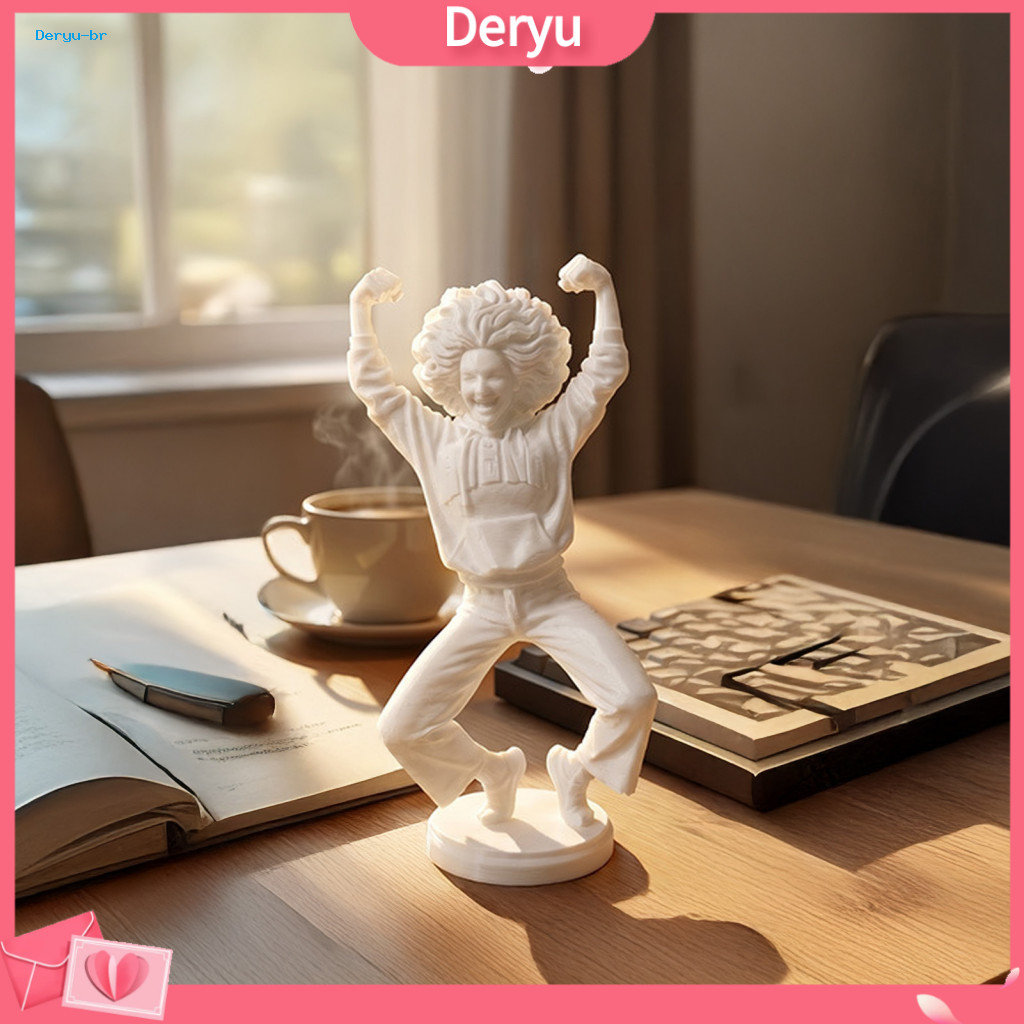 Girl Ornament Desktop 3d Printed Happy Figurine Modern White Woman Statue Cute Desk for Home Office Decor Stylish Female