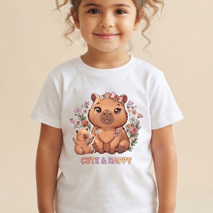 Camiseta Infantil 2 Capivara Cute & Happy Estampada