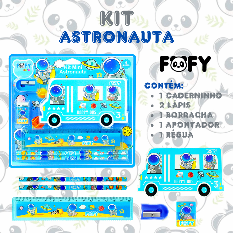 Kit Escolar 6 Peças Unicórnio Happy Caderno Anotações Lápis Apontador Borracha Régua | Fofy Cute