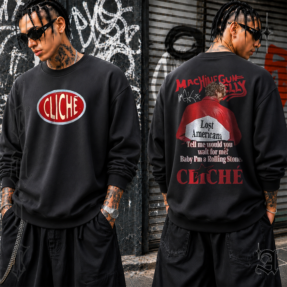 Blusa de Frio Moletom Gola Careca Machine Gun Kelly MGK Rapper Rock Manga Longa Algodão Preto Masculino Feminino Unissex
