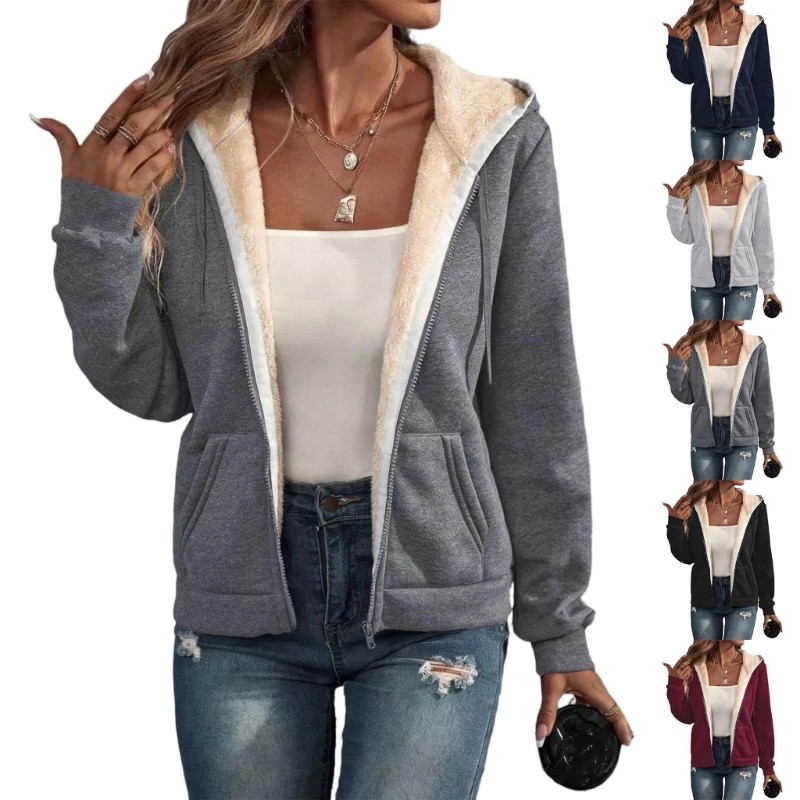 Estone Zip Up Hoodies Feminino Moletom Grandes Dimensões Outono Roupa Velo Para Camadas Jacke