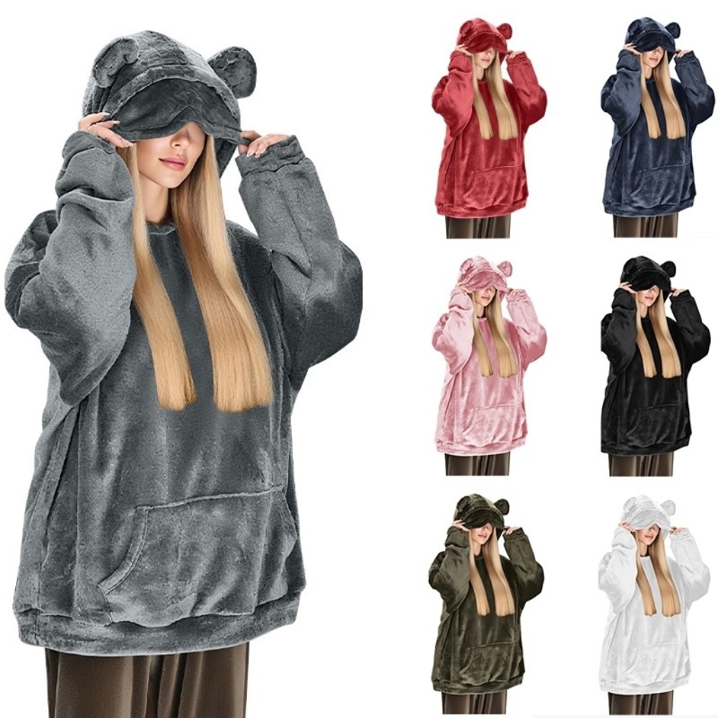 Estone Fleece Hoodies Para Fuzzy Oversized Zip up Hoodie Bolsos Pulôver Casual Capuz